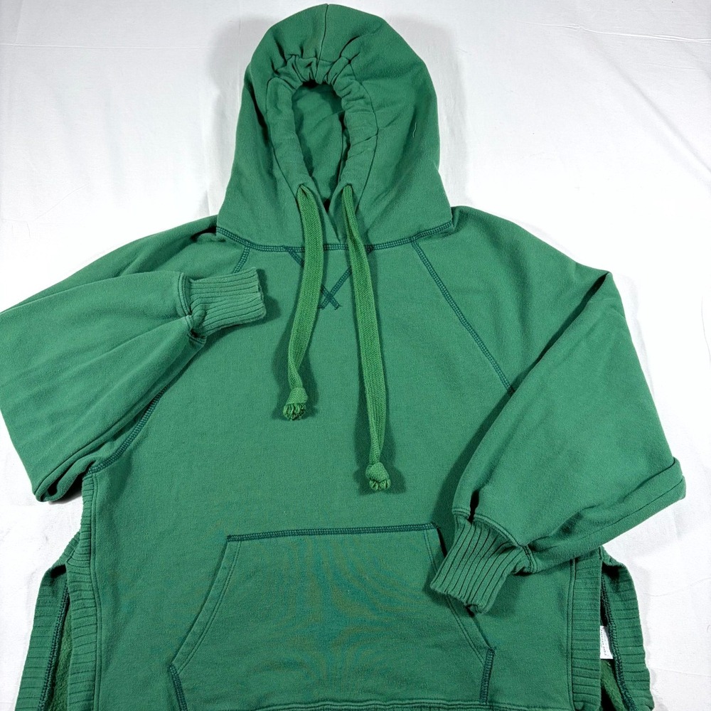American Eagle Outfitters Hangout Hoodie Women Small Green Knit Hi-Low Oversized